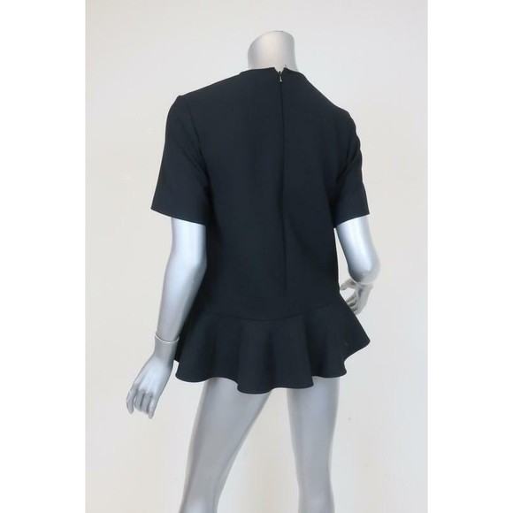Victoria Victoria Beckham Peplum Top Black Wool-Blend Size 2 Short Sleeve Blouse - Picture 4 of 5